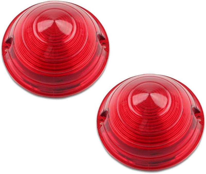 MOTRUM Tail Light Lens Compatible with Cadillac Commercial Chassis & Cadillac DeVille 1958, [DOT] [IP67 Waterproof] Tail Lamp Lens (Left + Right), 1 Pair, Red Lens - Image 1